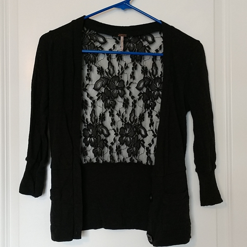 Black lace cropped cardigan